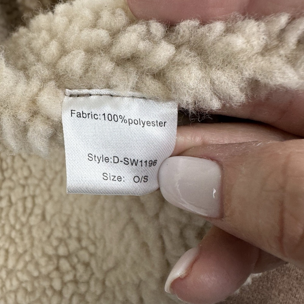 Elan Womens Vest Vegan Suede Sherpa One Size‎ S M L Tan Ivory - Picture 8 of 16